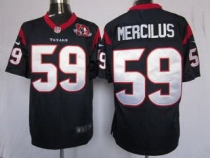 Nike NFL Houston Texans #59 Whitney Mercilus Blue Jerseys W 10th Patch(Game)