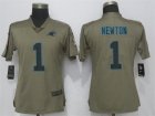 Nike Panthers #1 Cam Newton Olive Women Salute To Service Limited Jersey