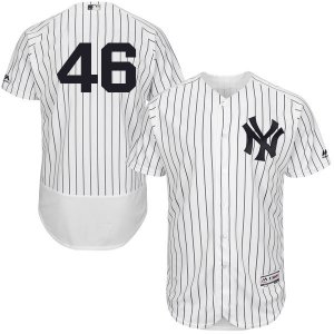Men\'s Majestic New York Yankees #46 Andy Pettitte White Navy Flexbase Authentic Collection MLB Jersey
