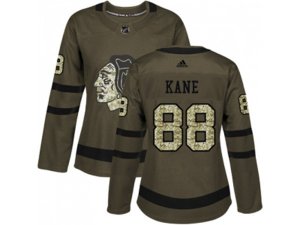 Women Adidas Chicago Blackhawks #88 Patrick Kane Green Salute to Service Stitched NHL Jersey