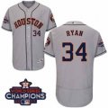 Astros #34 Nolan Ryan Grey Flexbase Authentic Collection 2017 World Series Champions Stitched MLB Jersey