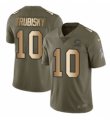 Men's Nike Chicago Bears #10 Mitchell Trubisky Limited Olive Gold Salute to Service NFL Jersey