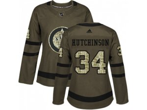 Women Adidas Winnipeg Jets #34 Michael Hutchinson Green Salute to Service Stitched NHL Jersey