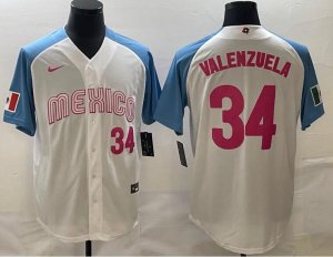 Mexico 34 Fernando Valenzuela White Nike 2023 World Baseball Classic Jersey