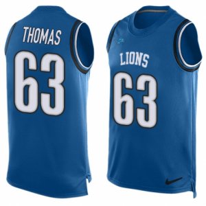 Mens Nike Detroit Lions #63 Brandon Thomas Limited Light Blue Player Name & Number Tank Top NFL Jersey