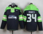 Nike Seattle Seahawks #34 Thomas Rawls Steel Blue Player Pullover Hoodie