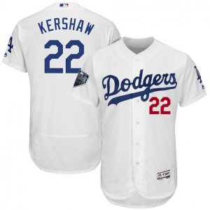 Dodgers #22 Clayton Kershaw White 2018 World Series Flexbase Player Jersey