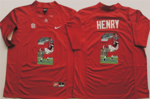 Alabama Crimson Tide 2 Derrick Henry Red Portrait Number College Jersey