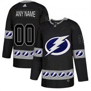 Tampa Bay Lightning Black Men\'s Customized Team Logos Fashion Adidas Jersey