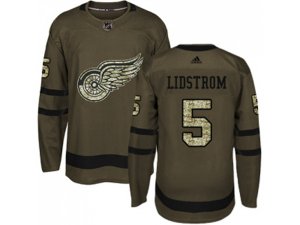 Youth Adidas Detroit Red Wings #5 Nicklas Lidstrom Green Salute to Service Stitched NHL Jersey