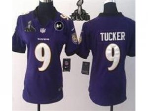 2013 Nike Super Bowl XLVII NFL Women baltimore ravens #9 Tucker purple(With Art patch)