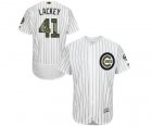 Men's Majestic Chicago Cubs #41 John Lackey Authentic White 2016 Memorial Day Fashion Flex Base MLB Jersey