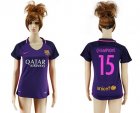 Womens Barcelona #15 Champions Away Soccer Club Jersey