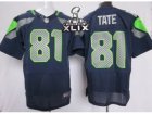 2015 Super Bowl XLIX Nike NFL Seattle Seahawks #81 Golden Tate Blue Jerseys(Elite)