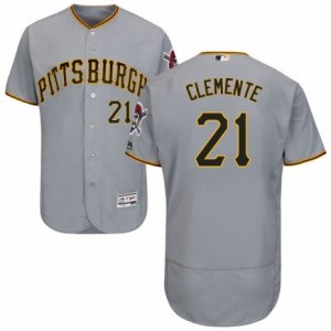 Men\'s Majestic Pittsburgh Pirates #21 Roberto Clemente Grey Flexbase Authentic Collection MLB Jersey