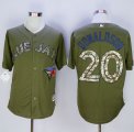 MLB Men Toronto Blue Jays #20 Josh Donaldson Green Camo New Cool Base Stitched Jersey