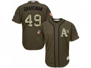 Youth Majestic Oakland Athletics #49 Kendall Graveman Replica Green Salute to Service MLB Jersey