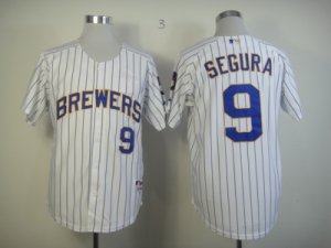 mlb jerseys milwaukee brewers #9 segura white[blue strip]