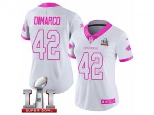 Womens Nike Atlanta Falcons #42 Patrick DiMarco Limited White Pink Rush Fashion Super Bowl LI 51 NFL Jersey
