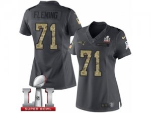 Womens Nike New England Patriots #71 Cameron Fleming Limited Black 2016 Salute to Service Super Bowl LI 51 NFL Jersey