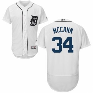 Men\'s Majestic Detroit Tigers #34 James McCann White Flexbase Authentic Collection MLB Jersey