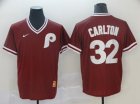 Phillies #32 Steve Carlton Red Throwback Jersey