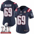 Womens Nike New England Patriots #69 Shaq Mason Limited Navy Blue Rush Super Bowl LI 51 NFL Jersey