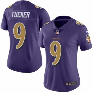 Women\'s Nike Baltimore Ravens #9 Justin Tucker Limited Purple Rush NFL Jersey