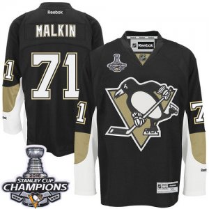 Youth Reebok Pittsburgh Penguins #71 Evgeni Malkin Premier Black Home 2016 Stanley Cup Champions NHL Jersey