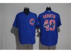 Chicago Cubs #49 Jake Arrieta Blue Team Logo Print Cool Base Stitched Baseball Jersey