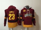 Cavaliers #23 LeBron James Red All Stitched Hooded Sweatshirt