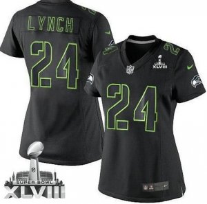 Nike Seattle Seahawks #24 Marshawn Lynch Black Impact Super Bowl XLVIII Women NFL Limited Jersey