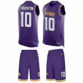 Mens Nike Minnesota Vikings #10 Fran Tarkenton Limited Purple Tank Top Suit NFL Jersey