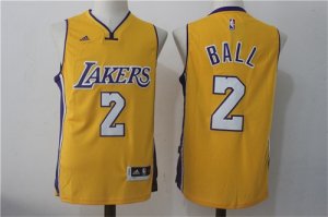 Lakers #2 Lonzo Ball Yellow Swingman Jersey