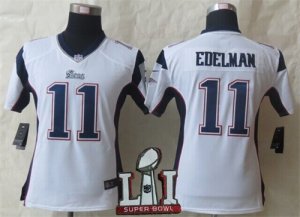 Nike Patriots #11 Julian Edelman White Women 2017 Super Bowl LI Game Jersey