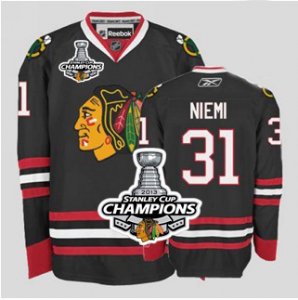 nhl jerseys chicago blackhawks #31 niemi black[2013 Stanley cup champions]
