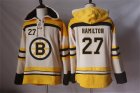 Mens Boston Bruins #27 Dougie Hamilton Cream Sawyer Hooded Sweatshirt Stitched NHL Jersey