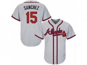 Youth Majestic Atlanta Braves #15 Tony Sanchez Replica Grey Road Cool Base MLB Jersey