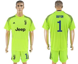 2017-18 Juventus 1 BUFFON Fluorescent Green Goalkeeper Soccer Jersey