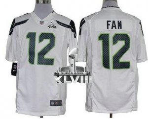Nike Seattle Seahawks #12 Fan White Super Bowl XLVIII NFL Limited Jersey