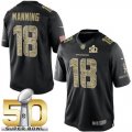 Nike Denver Broncos #18 Peyton Manning Black Super Bowl 50 Men's Stitched NFL Limited Salute to Service Jersey