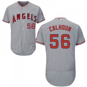 2016 Men\'s Los Angeles Angels of Anaheim #56 Kole Calhoun Majestic Gray Flexbase Authentic Collection Player Jerseyå‰¯æœ¬