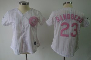 MLB Women Jerseys Chicago Cubs #23 sandberg White[pink strip]