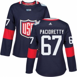 Women\'s Adidas Team USA #67 Max Pacioretty Authentic Navy Blue Away 2016 World Cup Hockey Jersey