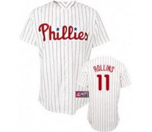 Philadelphia Phillies #11 Rollins 09World series&HK patch WHITE锛