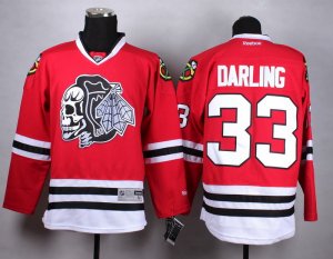 NHL Chicago Blackhawks #33 Scott Darling Red jerseys(White Skull)