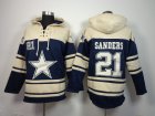 Nike Dallas Cowboys #21 Deion Sanders blue-white jerseys[pullover hooded sweatshirt]