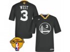 Mens Adidas Golden State Warriors #3 David West Swingman Black Alternate 2017 The Finals Patch NBA Jersey