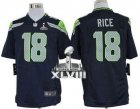 Nike Seattle Seahawks #18 Sidney Rice Steel Blue Super Bowl XLVIII NFL Game Jersey