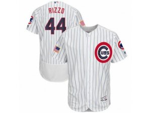 Chicago Cubs #44 Anthony Rizzo White Stars & Stripes Authentic Collection Flex Base MLB Jersey